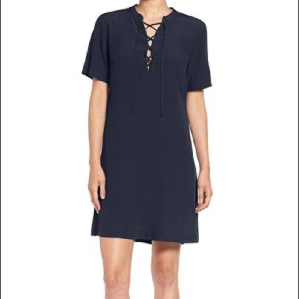 Madewell Nadya lace-up neck shift dress size S